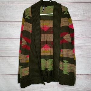 O’Neil Striped green and pink women’s cardigan sweater